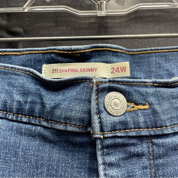 Levi’s Distressed Raw Hem Shaping Skinny Jeans Sz 24W - Picture 7 of 8